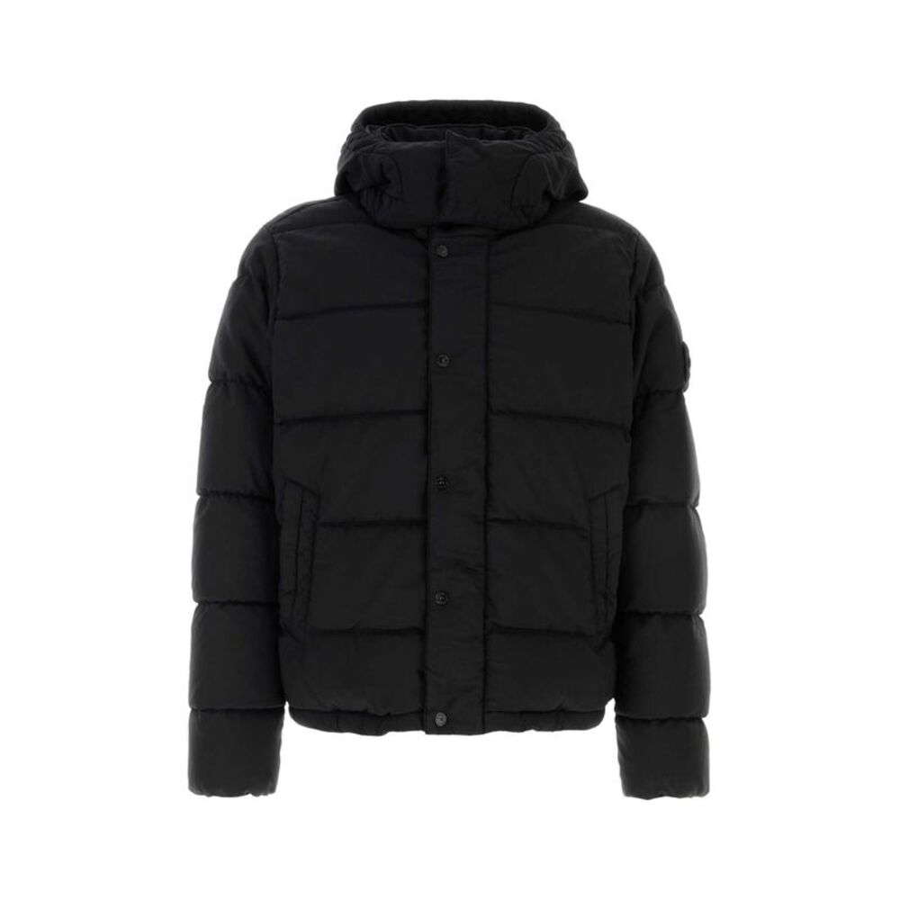 Stone Island Men Black Stretch Wool Blend Down Jacket